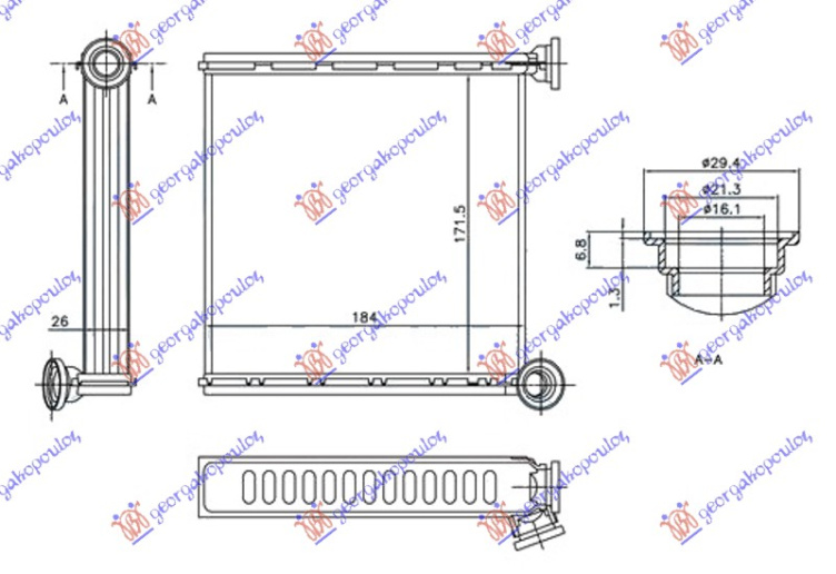 Греалка кабина (BR) (172x184x26) (VALEO) тип