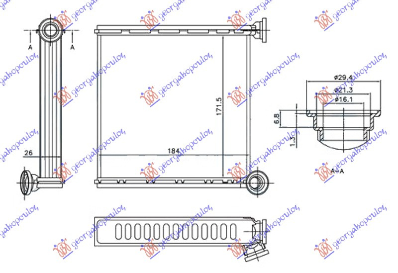 Греалка кабина (BR) (172x184x26) (VALEO) тип