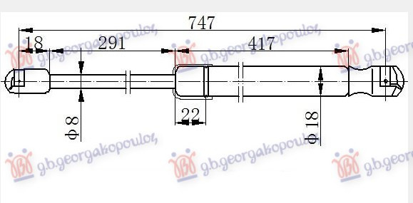 Амортизер (еден) хауба (746L-200N)