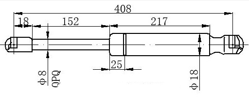 Амортизер (еден) багажник врата (408L-265N)