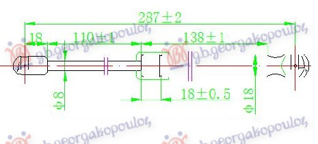 Амортизер (еден) хауба (287L-520N)