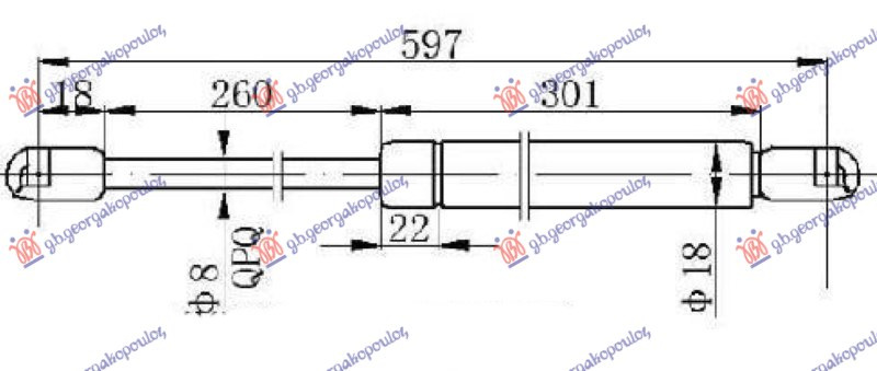 Амортизер (еден) хауба (595L-450N)