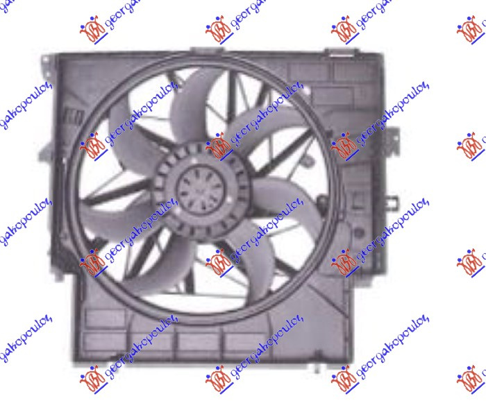 Вентилатор комплет 3.0 бензин (495mm) (600W) (3 пина)