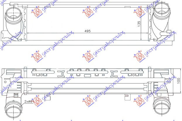 Интеркулер 2,5-2,8-3,0 дизел (495x133x9