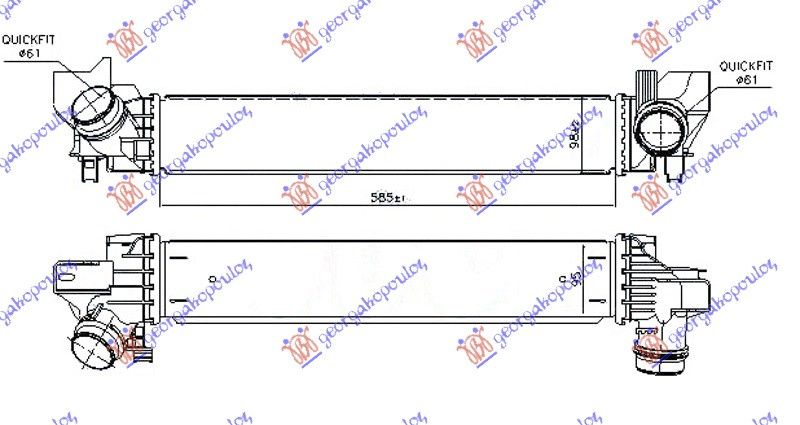 Интеркулер 1.5 (18i) бензин (585x98x95)