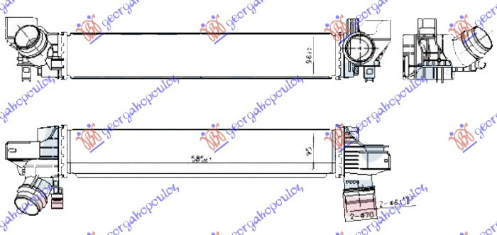 Интеркулер 1.5 (225xe хибрид) бензин (585x95x98) (VALEO)