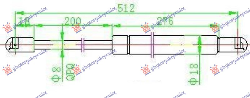 Амортизер (еден) багажник врата 5 врати (512L-450N)