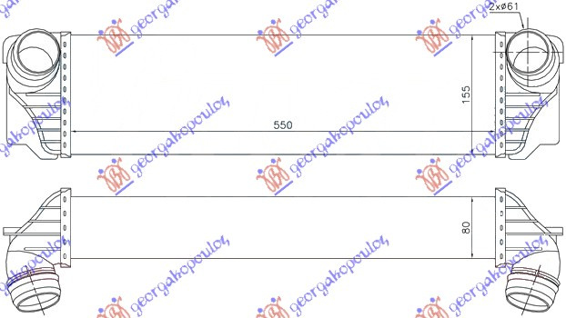 Интеркулер 3.0 бензин - 2.0-3.0 дизел (550x155x80)