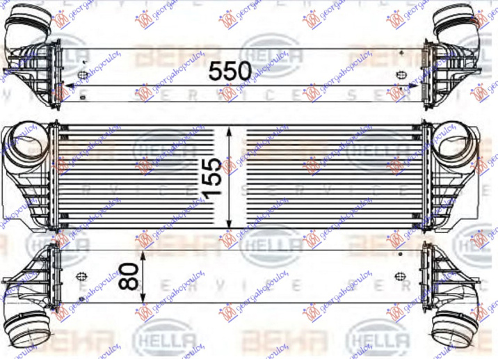 Интеркулер 3,0 i 24V бензин (550x155x) (+ GT/F07) (MAHLE BEHR PREMIUM LINE)