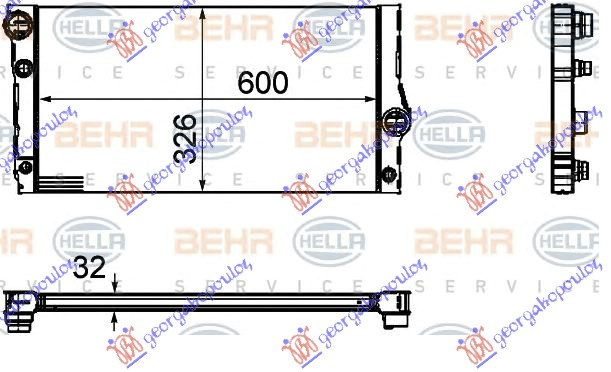 Ладилник за мотор 3.0 535i/хибрид бензин (+ GT/F07) (600x326x32) (MAHLE BEHR PREMIUM LINE)