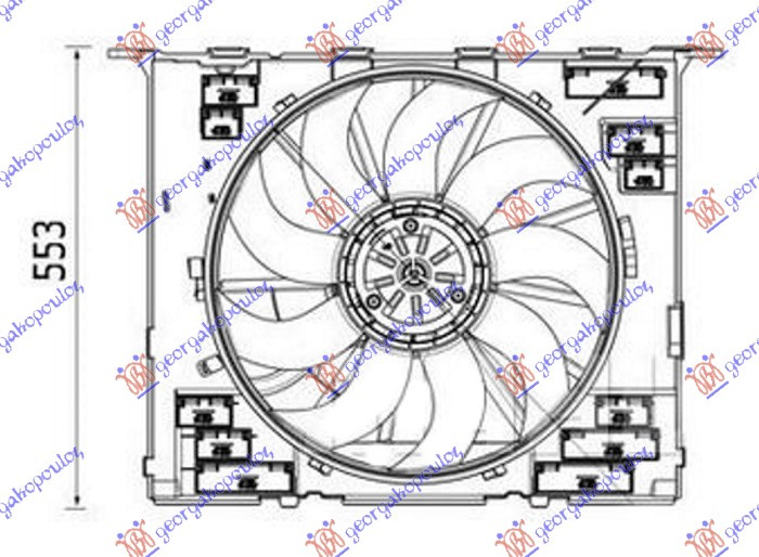 Вентилатор комплет 2.0-3.0 бензин (484mm) (400W) (4 пина)