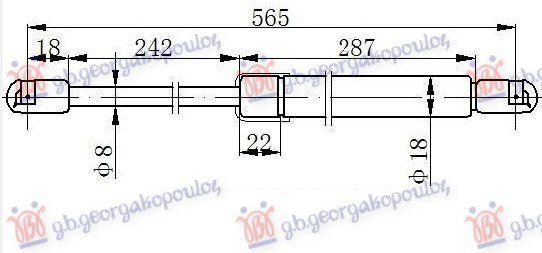 Амортизер (еден) хауба (565L-250N)