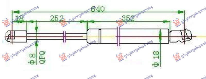 Амортизер (еден) багажник врата (640L-510N)