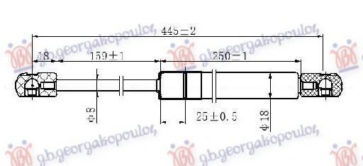 Амортизер (еден) багажник врата (445L-420N)