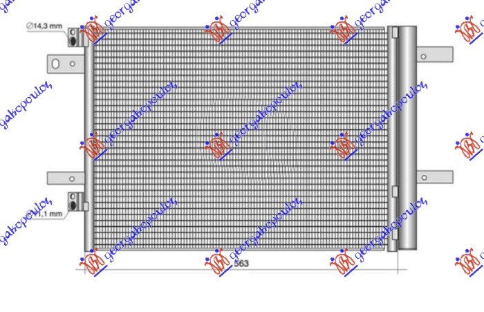 Ладилник за клима 1.2-1.6 THP бензин - 1.6-2.0 BlueHDI дизел (563x416x12)