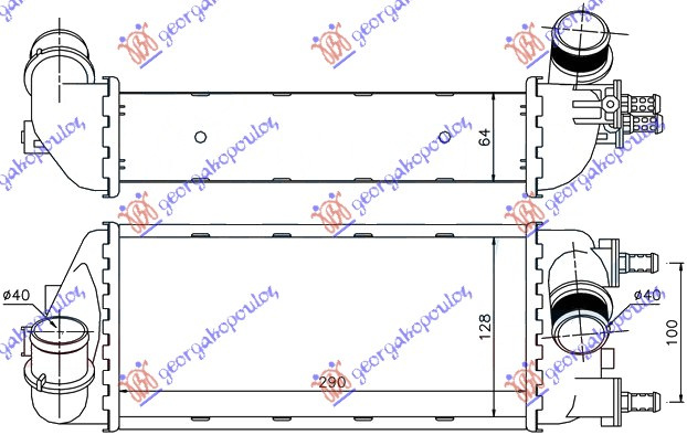 Интеркулер 1,3 JTD -09 бензин (29x13x6,5)