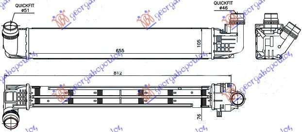 Интеркулер 1.5 DCi -14 (655x105x76)