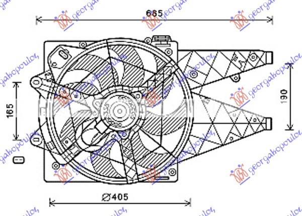 Вентилатор комплет 1.6-2.0 дизел (400mm) (500W)