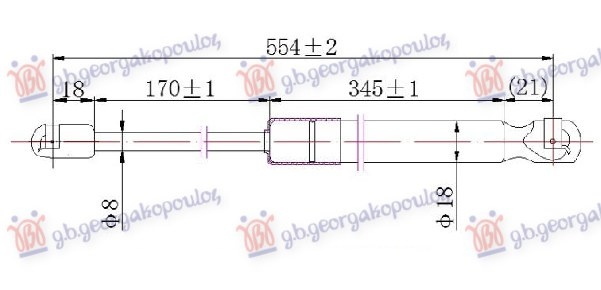 Амортизер (еден) багажник врата (554L-680N)