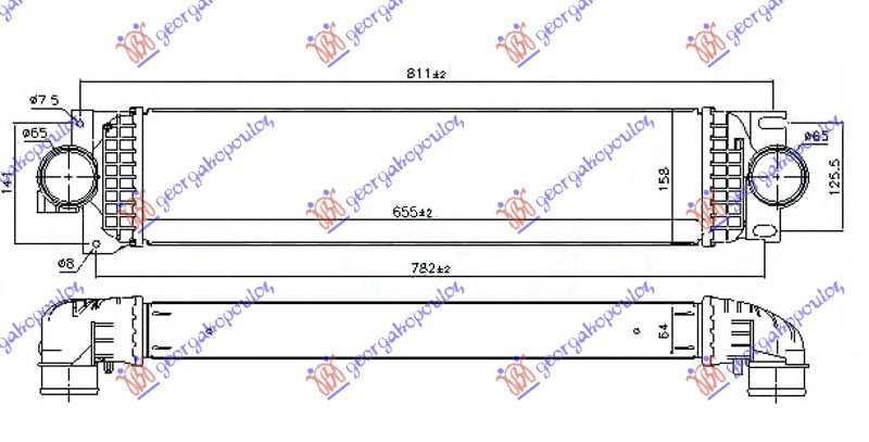 Интеркулер 2.0 TDCi ( T8C) дизел (655x158x64)