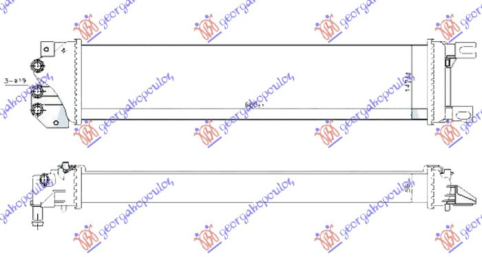 Дополнителен ладилник за мотор 1.5 ECOBOOST бензин - 1.6 TDCi ECONETIC дизел (665x140x56)