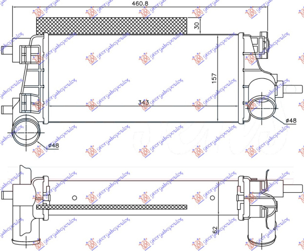 Интеркулер 1.0 EcoBoost (343x157x62)