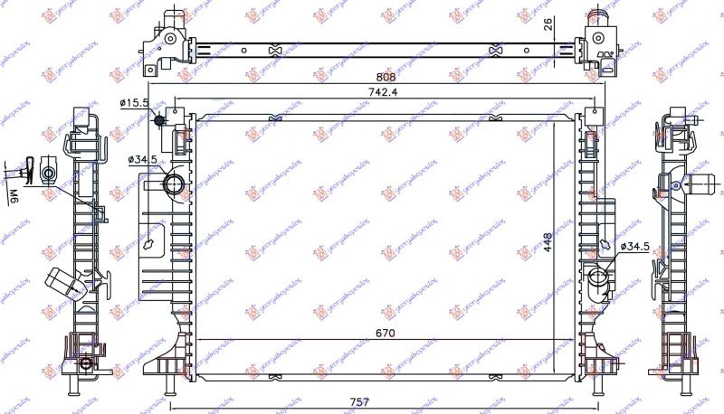 Ладилник за мотор 1.5 EcoBoost бензин 2.0 TDCi 15- (670x448x26)