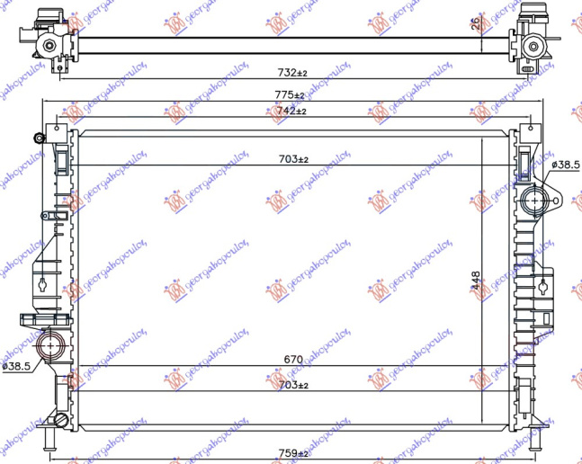 Ладилник за мотор 1.6 EcoBoost бензин 2.0 TDCi (мануален менувач) дизел -15 (670x449x26)