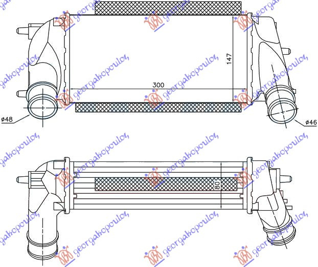 Интеркулер 1,0i 12V TURBO (300x150x