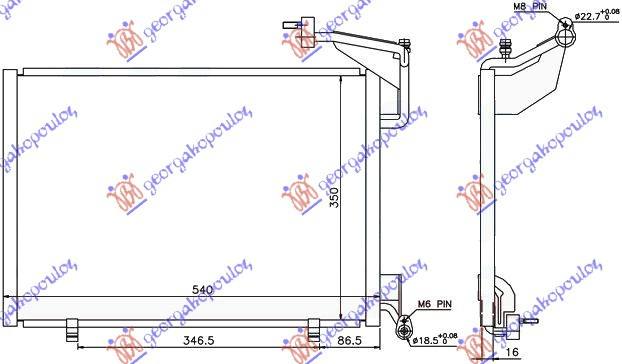 Ладилник за клима 1.0 12v TURBO EcoBoost (540x350x16) 22/18mm