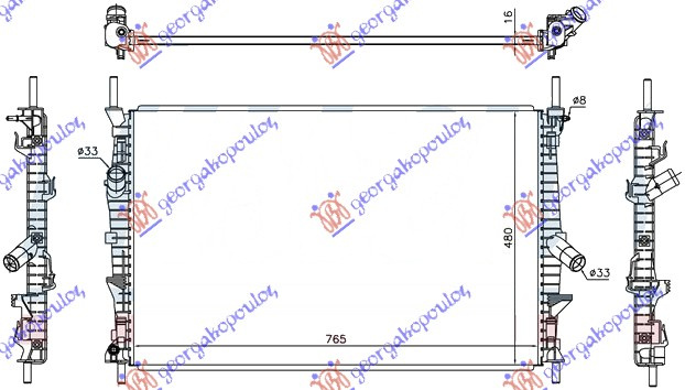 Ладилник за мотор 2.0-2.2 TDCi дизел (765x460x16) Погон на задни тракала-Погон на четири тракала