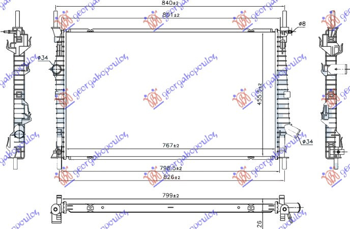 Ладилник за мотор 2.0 TDCi дизел (765x460x26) Погон на предни тракала