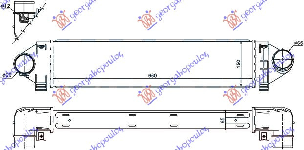 Интеркулер 2.5 ST225/RS305/RS350 бензин (660x150x65)