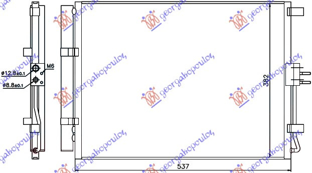 Ладилник за клима 1.4-1.6 CRDi дизел (500x385x12)