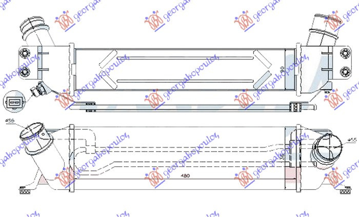 Интеркулер 2.5 CRDi дизел (480x135x90) 10-