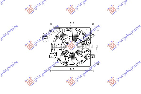 Вентилатор комплет (единечен) 1.7 CRDi дизел (465mm) (3 пина)