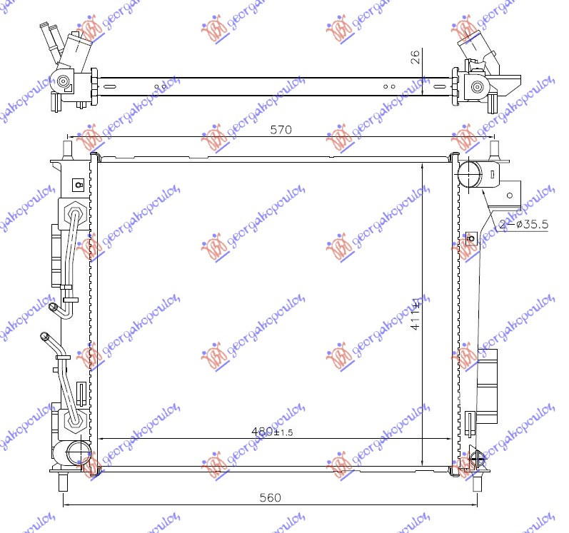 Ладилник за мотор 1.6 CRDI (автоматски менувач) (48.0x41.1x2.6) (NISSENS)