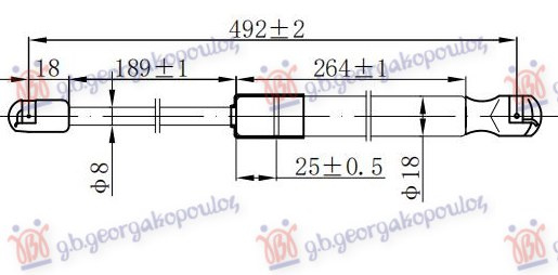 Амортизер (еден) багажник врата (492L-400N)