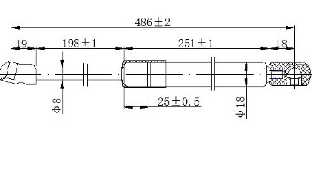 Амортизер (еден) багажник врата (487,5L-345N)