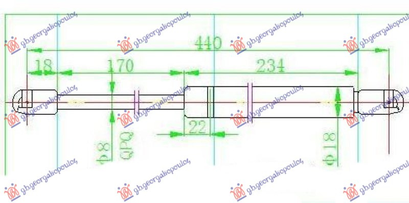 Амортизер (еден) багажник врата 3 врати (440L-470N)