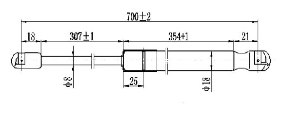 Амортизер (еден) хауба (700L-260N)