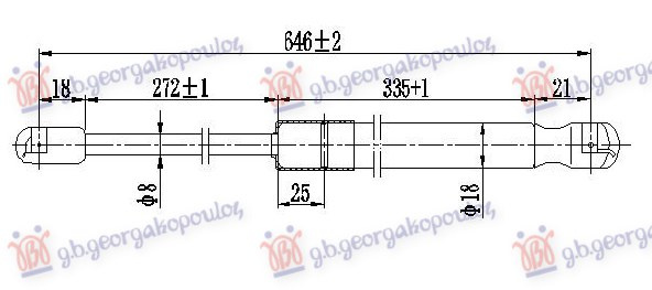 Амортизер (еден) багажник врата (645L-300N)