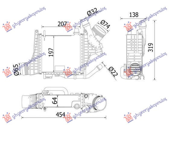 Интеркулер 1.5-2.0 бензин -хибрид (207x197) (MAHLE BEHR PREMIUM LINE)