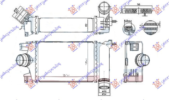 Интеркулер 1.5 DCI дизел (257x185x62)