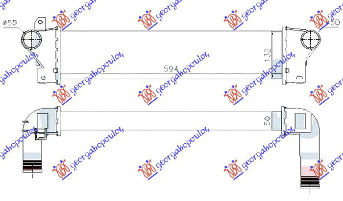 Интеркулер 2.0 Td4 дизел 00- (594x132x50)