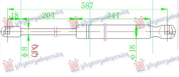 Амортизер (еден) багажник врата 5 врати (588L-400N)