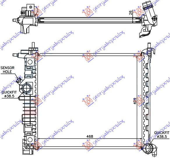 Ладилник за мотор 1,4i-16v TURBO (47x42,8) A14NEL/T