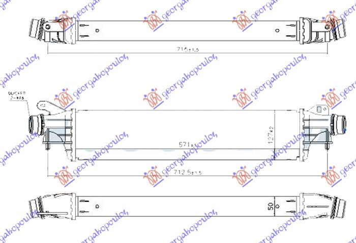 Интеркулер 1.3 CDTI дизел (571x127x50)