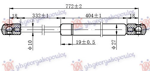 Амортизер (еден) багажник врата (772L-530N)