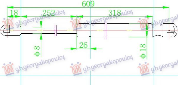 Амортизер (еден) багажник врата 5 врати (610L-275N)